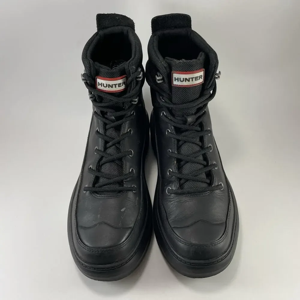 Hunter Original Commando Boots Womens Size 9 Black Waterproof Insulated Lace Up
